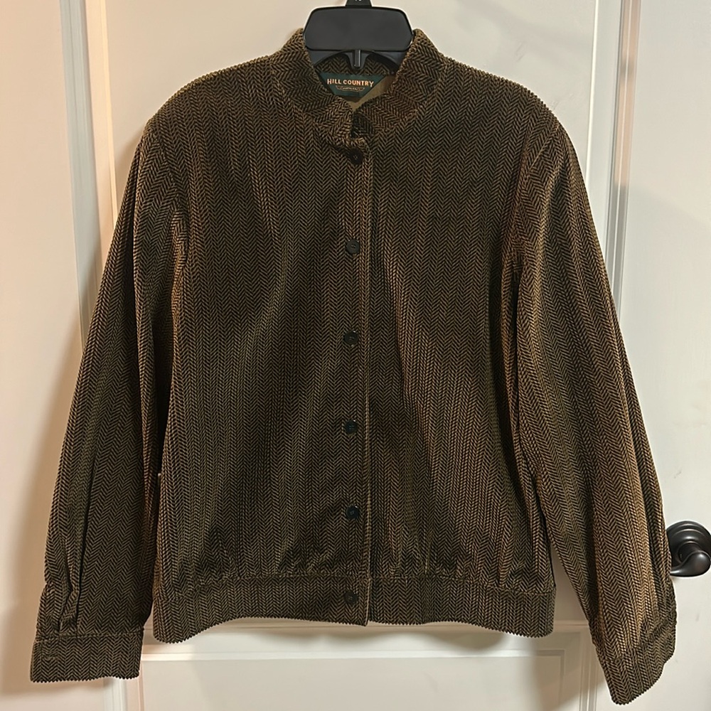 *VNTG* HILL COUNTRY Corduroy Button Down Jacket w/Shoulder Pads - Brown & Black
